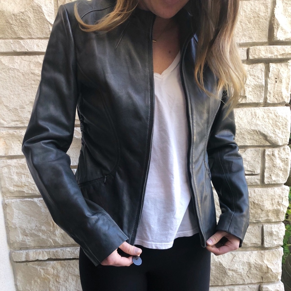 Elie Tahari Gray Leather Jacket - NWT!!
